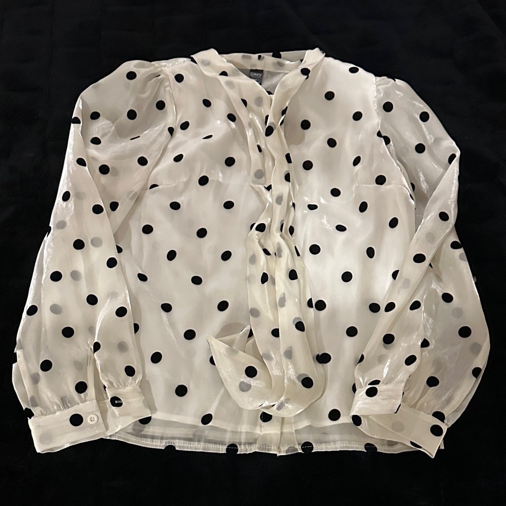 Chic Polka Dot Blouse - Black and White